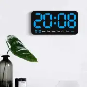 Voice Control Large Digital Wall Clock Temperature Date Week 12/24H Dual Alarm