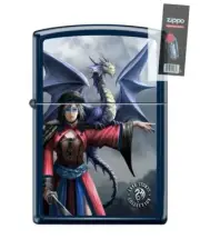 Zippo 6568 Anne Stokes Gothic Design Royal Blue Matte Lighter + FLINT PACK