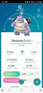 Shiny Blastoise ( Party Hat ) ( Level 1 ) Pokemon Trade Go