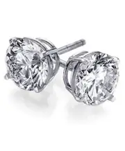 8mm Men's White Sapphire Basket set Round Stud Earrings in Solid Sterling Silver