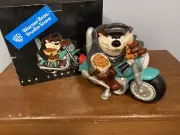 TAZ COOKIE JAR WARNER BROTHERS TASMANIAN DEVIL ON HARLEY BIKE MIB!!! 1997