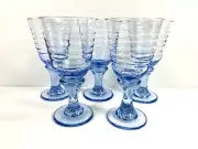 Set 5 Vintage Libbey Glass Blue Cirrus Water Glasses