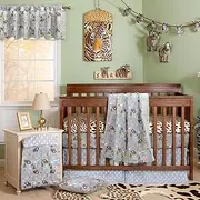 Brandream Woodland Baby Crib Bedding Set | 3-Piece Crib Bed Blanket, Fitted Crib Sheet and Crib Bed Skirt Cotton | Bear Fox Arrow Forest Printed, Gray Grey