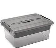 BTSKY Stack & Carry Box, Clear Plastic Storage Container Stackable Home Utility Box with Removable Tray Multi-Purpose Storage Bin for Organizing Stationery, Sewing, Art Craft Supplies (Black)