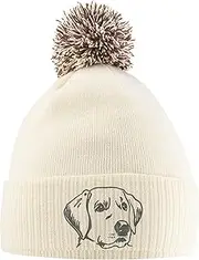 [Purple Print House] Labrador Retriever Hat - Bobble Beanie Hat - Dog Owner Gifts for Girls - Winter Beanie Hat with Labrador Retriever Embroidered On The Front
