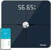 PUPURGE Digital Bathroom Scales, Bluetooth Body Fat Scale, Smart BMI Body Weight Scale Accurate to 0.1lb/0.05kg Auto-calibrated, 25 Body Composition Analysis, Clear LED, Batteries Included, 180kg