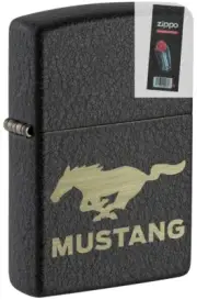 Zippo 49827 Ford Mustang Black Crackle Windproof Lighter + FLINT PACK