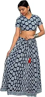 [JAIPUR HAND BLOCK] Womens Lehenga Choli Cotton Indigo (SF81)