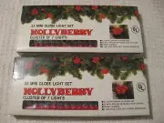 2- Vintage Kris Kringle HOLLYBERRY 35 Mini Globe Christmas Tree String Lights