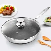 30cm Stainless Steel Wok with Oven-Safe Lid Scratch Resistant, Sauté/Roast/Broil