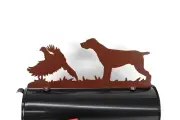German Shorthair Pointer and Pheasant Hunting Dog Metal Mailbox Topper Brown