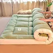 Japanese futon Floor Mattress, Foldable roll up Mattress, Soft Portable mat, Ideal for Double and Single beds.(Grün,180x200cm)