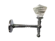 Pair 2 pieces Holdbacks for curtain tiebacks - Silver T-bar stem with glass faceted diamond knob 11cm