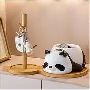 [WIGSELBL] Panda Key Tray Statue,Resin Panda Key Bowl for Entryway Table,Creative Animal Sculpture Panda Statue Key Holder Candy Jewelry Tray Home Decor(STYLE-2)