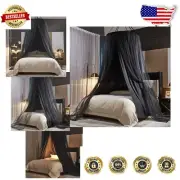 Luxurious Black Bed Canopy for Girls & Adults - Elegant Double Layer Drapes