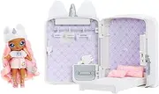 Na! Na! Na! Surprise 3-in-1 Backpack Bedroom Unicorn Playset with Fashion Doll Whitney Sparkles and Fluffy Pink Unicorn Backpack, Wardrobe with Cushion & Blanket - Ideal for Children from 4 Years
