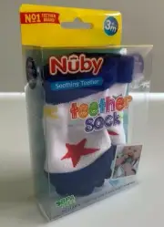 BNWT Nuby Soothing Teething teether Socks 3+ months BPA free silicone free S+H