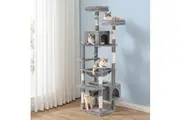i.Pet Cat Tree 184cm Tower Scratching Post Trees Scratcher Condo House Light Grey