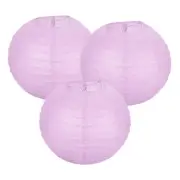 3Pcs Decorative Hanging Round Paper Lanterns 20cm/8", Light Purple