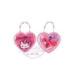 ♥小公主日本精品♥ HELLO KITTY 心型手提收納盒 亮粉 唇蜜+愛心髮飾組合 彩妝 送禮必備 99107703