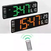 Large Digital Wall Clock Remote Control Temp Date Week Display Timer Countdown