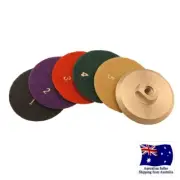 4" Diamond Polishing Pad Dry 5 Steps Gloss + M14 Aluminum Backer Stone, Concrete