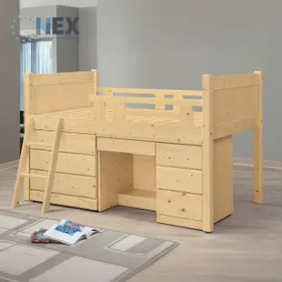 【NEX】簡約 松木3.5尺多功能床組/床架(書桌/斗櫃/置物櫃/兩種組合任意挑選)