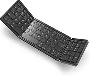Foldable Bluetooth Keyboard, Portable Wireless Keyboard with Numeric Keypad, Tri- Folding Keyboard for Tablet/Smartphone/Laptop, Mini Pocket Size Keyboard for Android/iOS/Windows System-Black