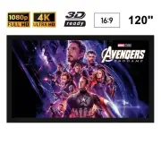 Visualax 120" inch Fixed Frame Hi Contrast Grey Projector Screen TRUE 16:9