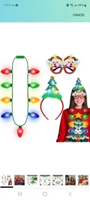 Blowata Christmas Party Favors, 3PCS Light Up Christmas Necklace Headband...
