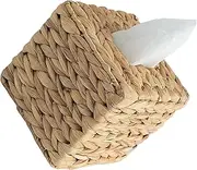 IOIUSKKU Handwoven Nose Tissues Box Holder for Home and Office Decorative Rattan Tissues Box Cover Wood Square Tissues Box Holder