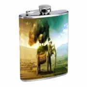 Elephant Machine Pollution Em1 Flask 8oz Stainless Steel Hip Drinking Whiskey