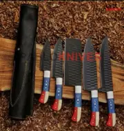 Custom Handmade Carbon Steel Powder Coated Chef Set, Kitchen Set , Cutlery Knife