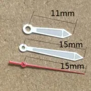 Silver Trim Watch Hands 11x15x15mm with Red Second and Green Lume for Ronda 515