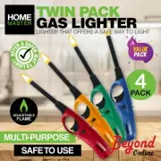 Home Master 4PCE Gas Lighter Kitchen/BBQ Refillable 23CM Length Value Pack