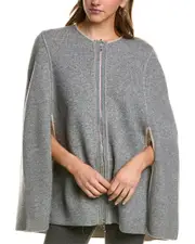 InCashmere Zip Front Reversible Wool & Cashmere-Blend Cape