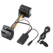 Opel CD30/CD40/CD70/DVD90 Car Audio Auxiliary Cable Adapter with Bluetooth 5.0 and External Microphone Black