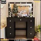 Dressing Table with 7 Sliding Drawers & Large 11 LED lighted Mirror Vanity Desk