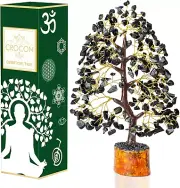 Black Tourmaline Gemstone Tree of Life - Crystal Tree for Positive Energy, Handm