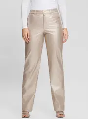 GUESS Women's Beige Ambra Metallic Pants Size: XL