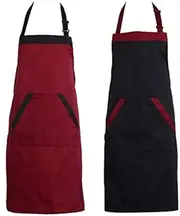2Pcs Chef Apron Kitchen Apron Cooking Chef Catering Halterneck Bib with 2 Pockets Sleeveless Aprons Kitchen Cooking Aprons for Woman Men