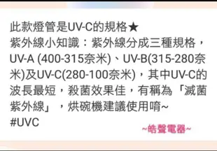 現貨 小廚師烘碗機FO-668燈管 10W紫外線殺菌燈管 附啟動器【皓聲電器】