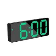 Led Electronic Alarm Clock With Dual Power Supply And Voice Control - Simple Style Clock With Date, Time, Temperature And Snooze Function Green