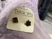 Earrings dolce vita vintage paris gold tone cube pierced Copper Lucite on card