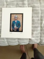 PICTURE OF YOUNG BOY WITH COCA COLA BOTTLE 7 X 7 MATTED