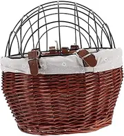 ARTSEWPLY Removable Wicker Bike Basket for Dogs and Cats Versatile Pet Carrier with Wire Mesh Rattan Design for Shopping and Commuting Secure Attachment for Peace of