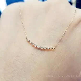 Mulan沐藍｜輕珠寶 日本 18k金 鑽石 微笑 鑲鑽 極細項鍊 20分 鎖骨鏈 精緻
