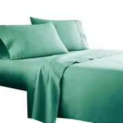 Icy Blue 4pcs Flat Fitted Sheet Set Pillowcase 5 Size