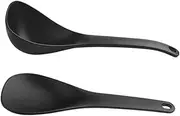 Gatuida 1set Non-Stick Soup Spoon and Rice Paddle Cookware for Home and Restaurant Use Material Heat-Resistant Handle Easy to Clean Black