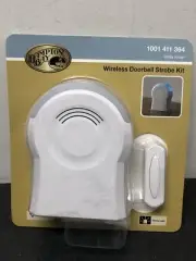 HB-7778-02 Wireless Battery Doorbell Kit with Strobe Light & Push Button, White